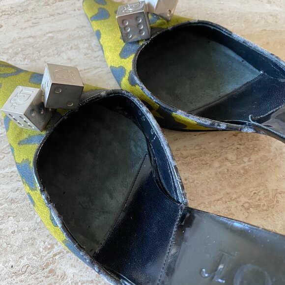 Vintage Dior Gambler Leopard Canvas Dice Mule Heels - Picture 6 of 10